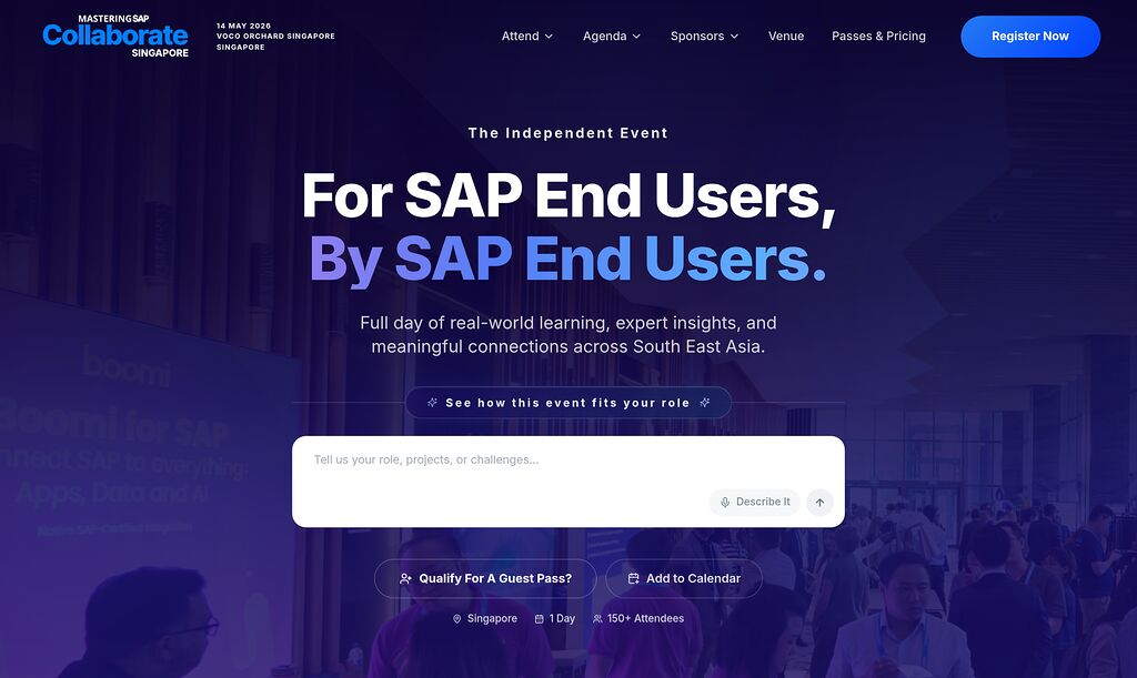 Mastering SAP Collaborate event site with the describe-your-role prompt