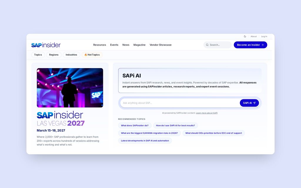 SAPinsider.org front page with SAPi AI